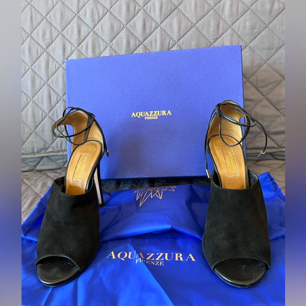 Aquazzura Estelle Black Suede Heels